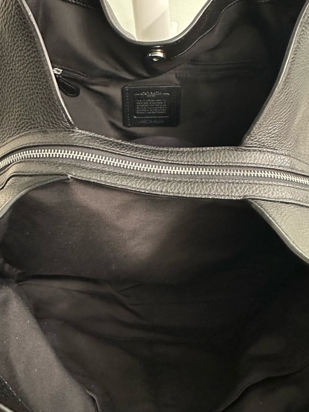 Coach Black Hallie Pebbled Leather Shoulder Tote with Silver Hardware Mint - Picture 7 of 10